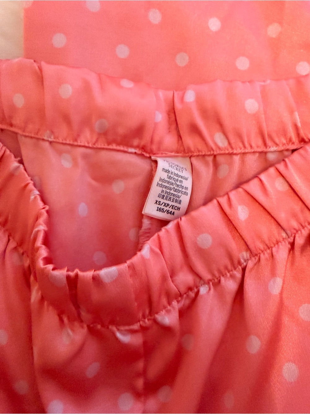 Victoria's Secret Coral Pink Polka Dot Satin Short Pajama Set - Picture 2 of 3
